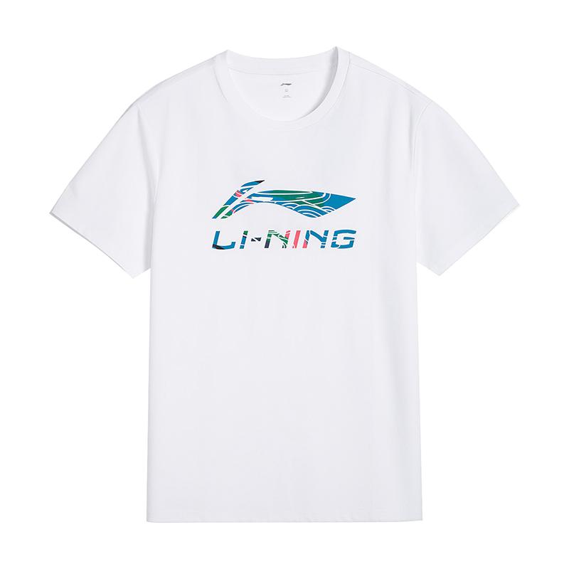 Li-Ning Универсальная модная дышащая футболка с коротким рукавом Унисекс топы Белый AHSW845-2