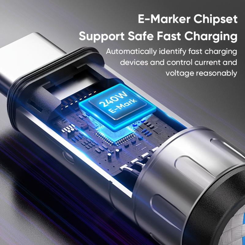 1 шт. кабель для быстрой зарядки 240 Вт, с интерфейсами USB-C и Type-C, двухпортовый дизайн для высокоскоростной передачи данных, подходит для мобильных телефонов.