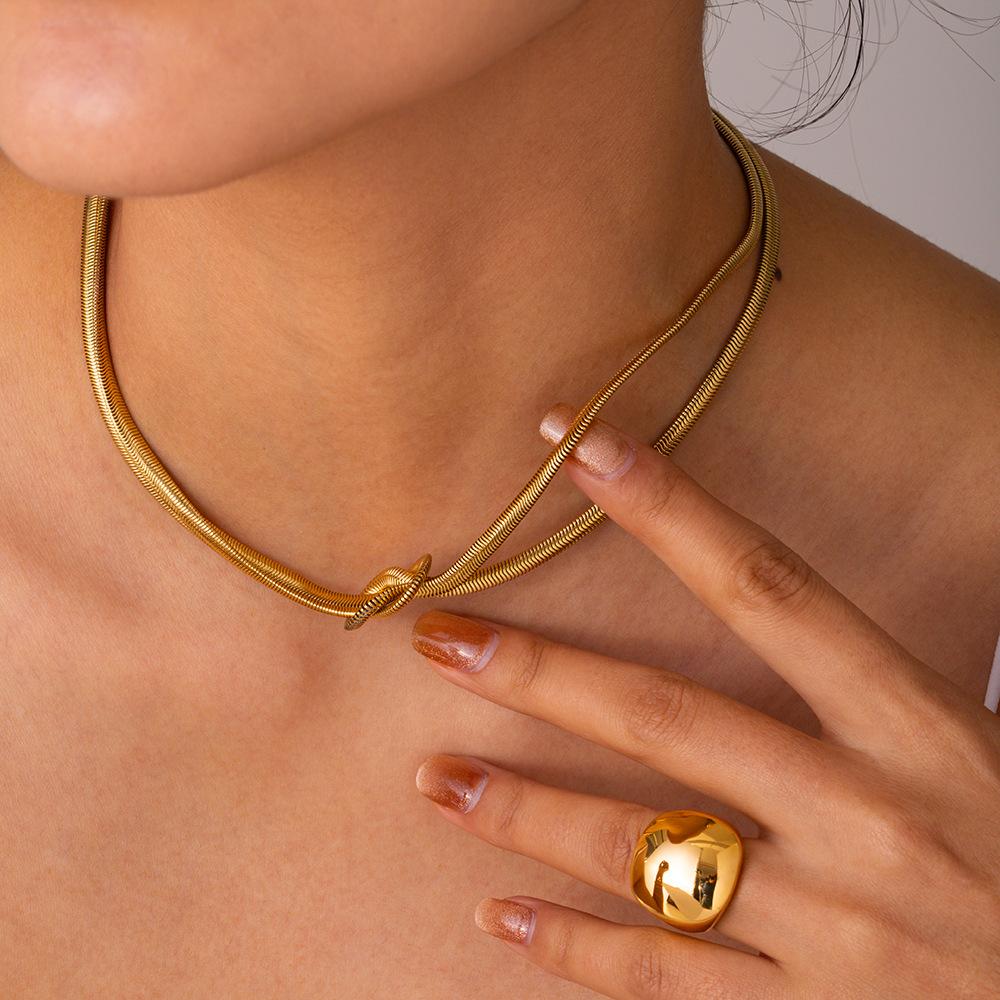 Yori 316L Stainless Steel Double Layer Necklace 18K Gold Color Plated Pendant Stylish Jewelry Trendy Waterproof & Cheaper