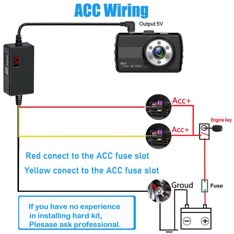 Регулируемое напряжение Автомобильное зарядное устройство с таймлапс видеорегистратором и цифровым дисплеем