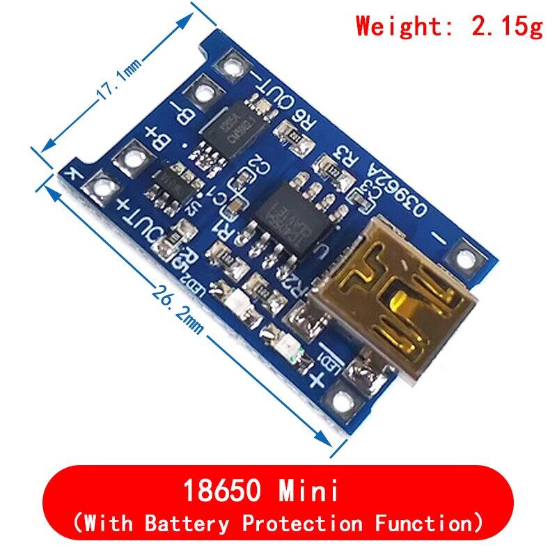 Papan Pengisi Daya Modul Pengisi Daya Baterai Литиевая батарея Type-c/Micro USB 5V 1A 18650 TP4056 с Perlindungan Fungsi Ganda 1A Li-ion