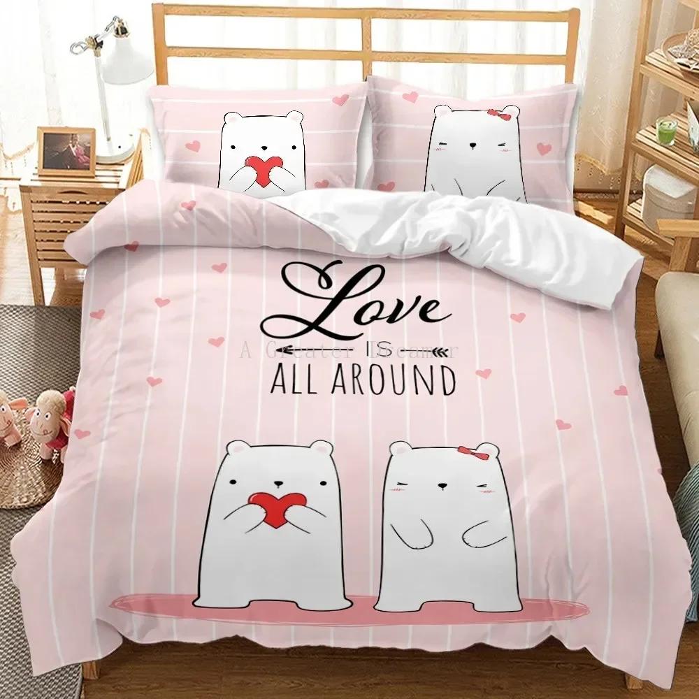 Cat Fashion Pig Cartoons Flat Comfortable Duvet Quilt Cover Pillowcase Bedding Set Children Bedroom Decoration Home Textile