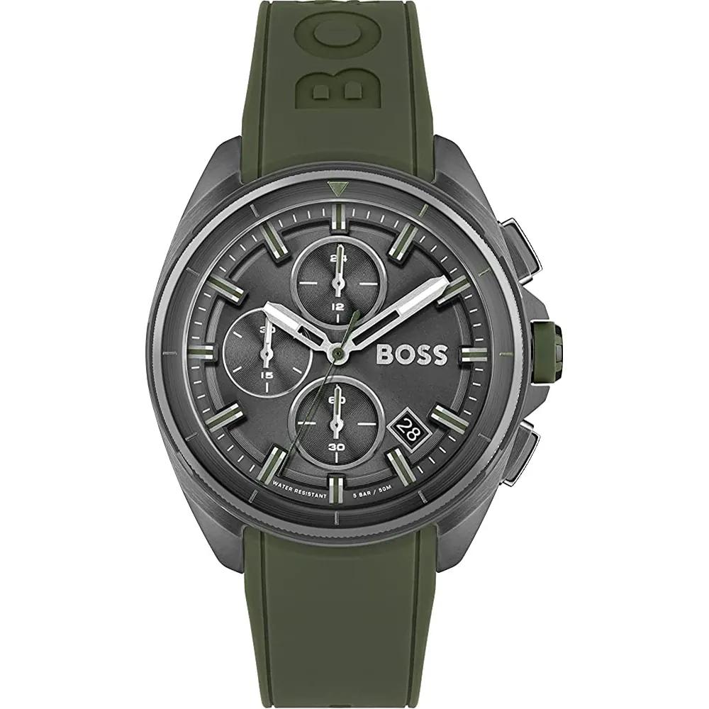 BOSS Мужские кварцевые часы Volane Grey Silicone/Rubber Green 1513952