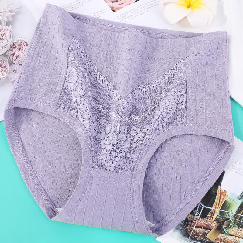 Plus Size Women's Summer Thin Cotton Middle Aged and Elderly High Waisted Panties