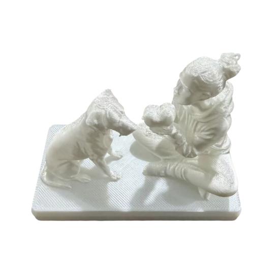 3D-печатная скульптура собаки и хозяина Статуя собаки и хозяина Настольная фигурка животного