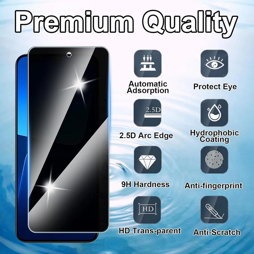 4 шт. Закаленное стекло для конфиденциальности для XiaoMi 15T 14T 13T Redmi 14C 13C 12C Note 15 14 13 12 11 10 A2 A3 A4 A5 POCO X3 X5 X6 X7 Pro Защитная пленка для экрана с защитой от шпионажа