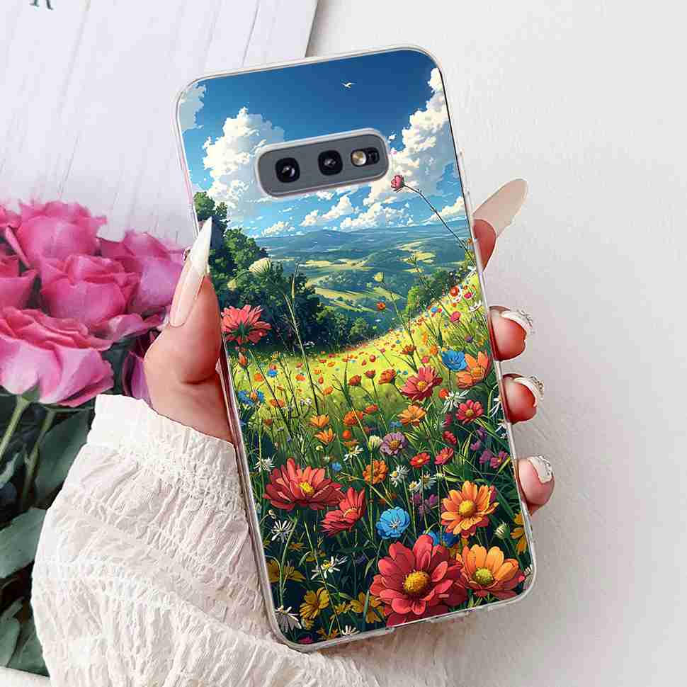 For Samsung Galaxy S10e SM-G970 Case Fashion Painted Flowers Soft Silicone TPU Cover For Samsung S10e S10E SM-G970F 5.8" Bumper