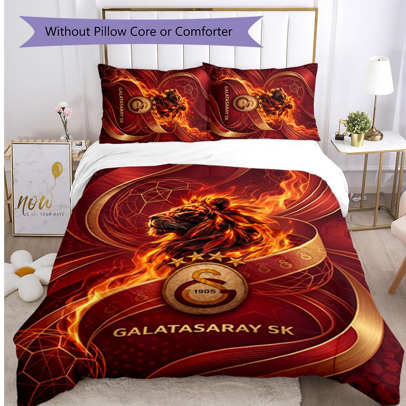 Galatasaray FC Printed 3PCS Bedding Set Breathable Duvet Cover with Pillowcases Decorative Bed Linen for Bedroom Home