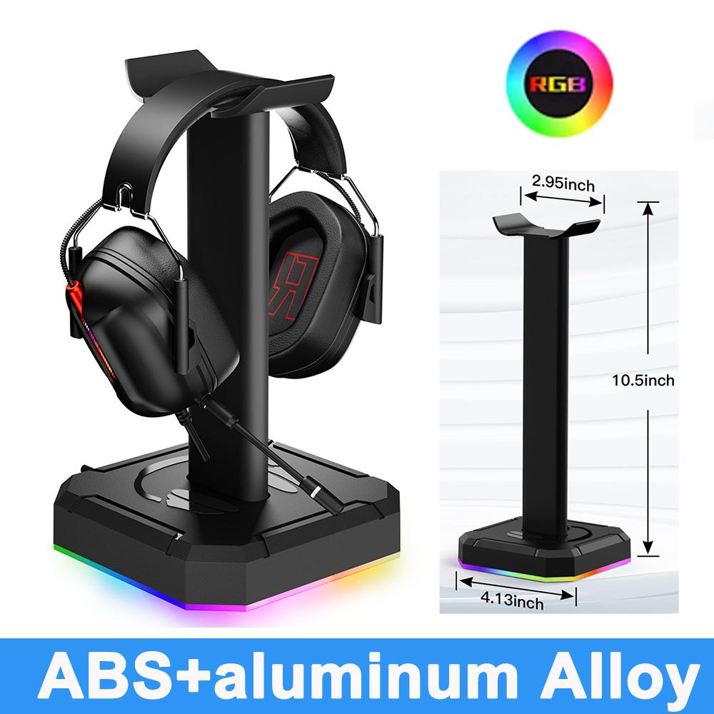 RGB Gaming Headphone Stand Glow Earphone Rack Dual USB Ports Desktop Display Bracket Headset Hanger For PUBG Computer Gamer