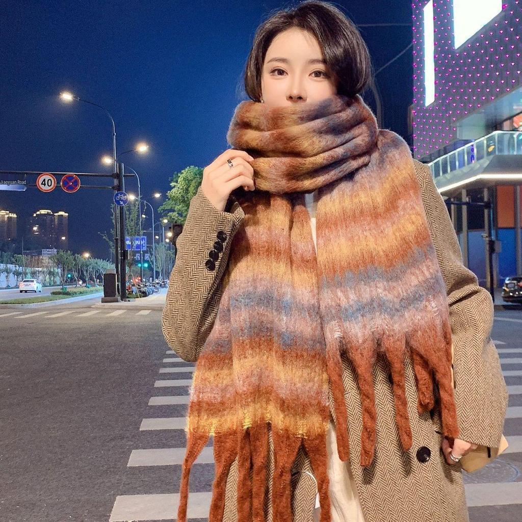 Korean-Style Plaid Cashmere-Inspired Scarf: Warm, Versatile Winter Shawl for Women