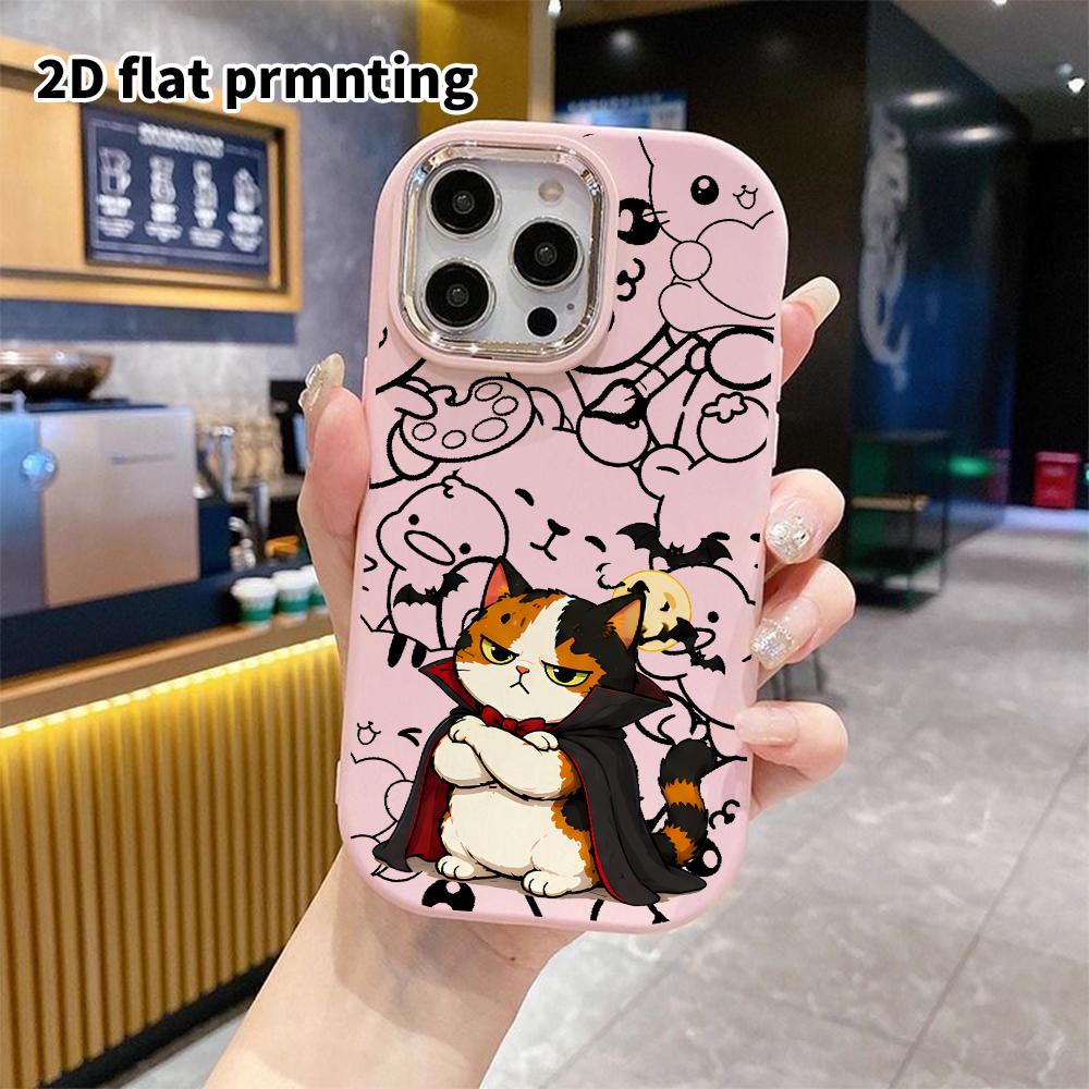 Чехол для телефона: 2D плоский, подходит для защитного чехла iPhone 18, 17, 16, 15, 14, 13 Pro, кот-вампир с тремя цветами, идеальный для Рождества и Хэллоуина