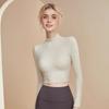 Красивая спина с накладками на грудь Одежда для йоги Женские тонкие спортивные топы с высоким воротом Бег Пилатес Фитнес Одежда с длинными рукавами Осень