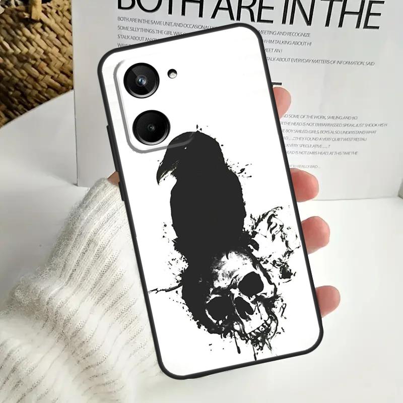 Чехол Ворон Череп Темный Для Realme C67 C55 C53 C51 C35 C33 C31 C30 C25s C21Y GT Neo 5 GT5 9 10 11 12 Pro Plus