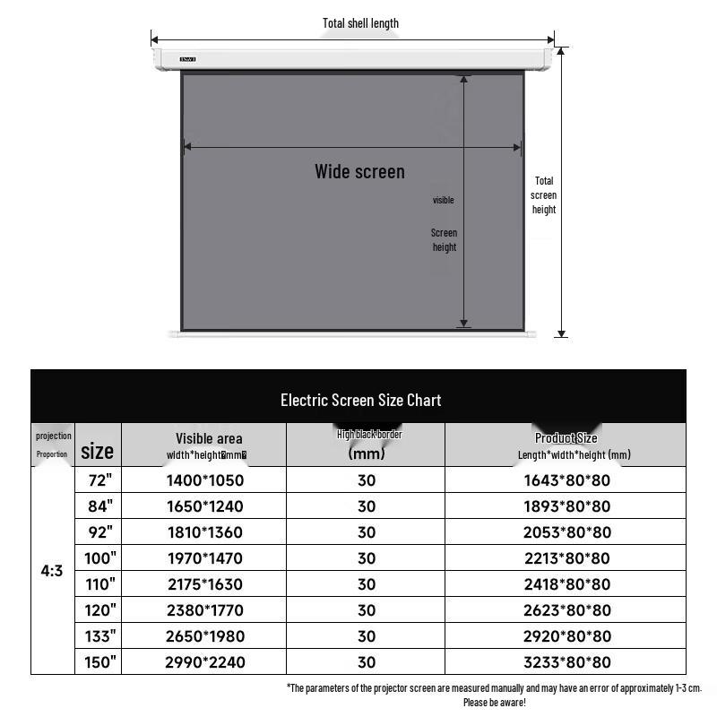 IN&VI 100-inch 4:3 DF Fiber Anti-Light Electric Projector Screen
