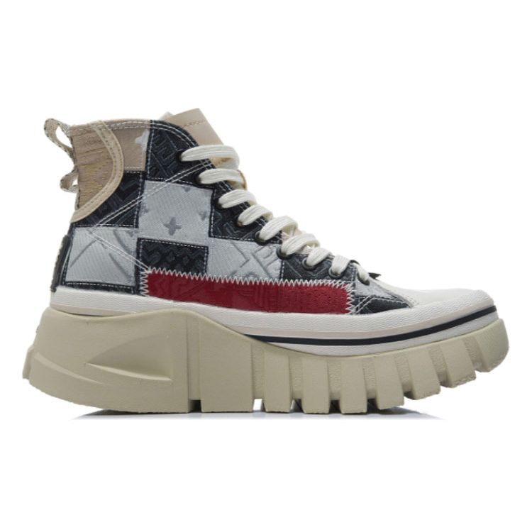 Li Ning We Wo удобные повседневные высокие кроссовки для скейтбординга женские кроссовки черные серые AGCR270-2