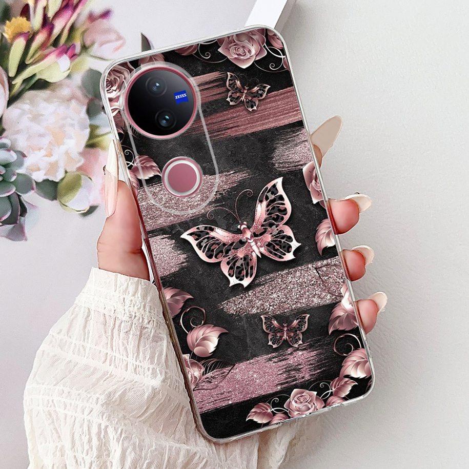 For Vivo V50 Case V2427 Phone Case 2025 New Fashion Butterfly Silicone Soft Cover For Vivo V50 Lite VivoV50 5G Shockproof Bumper