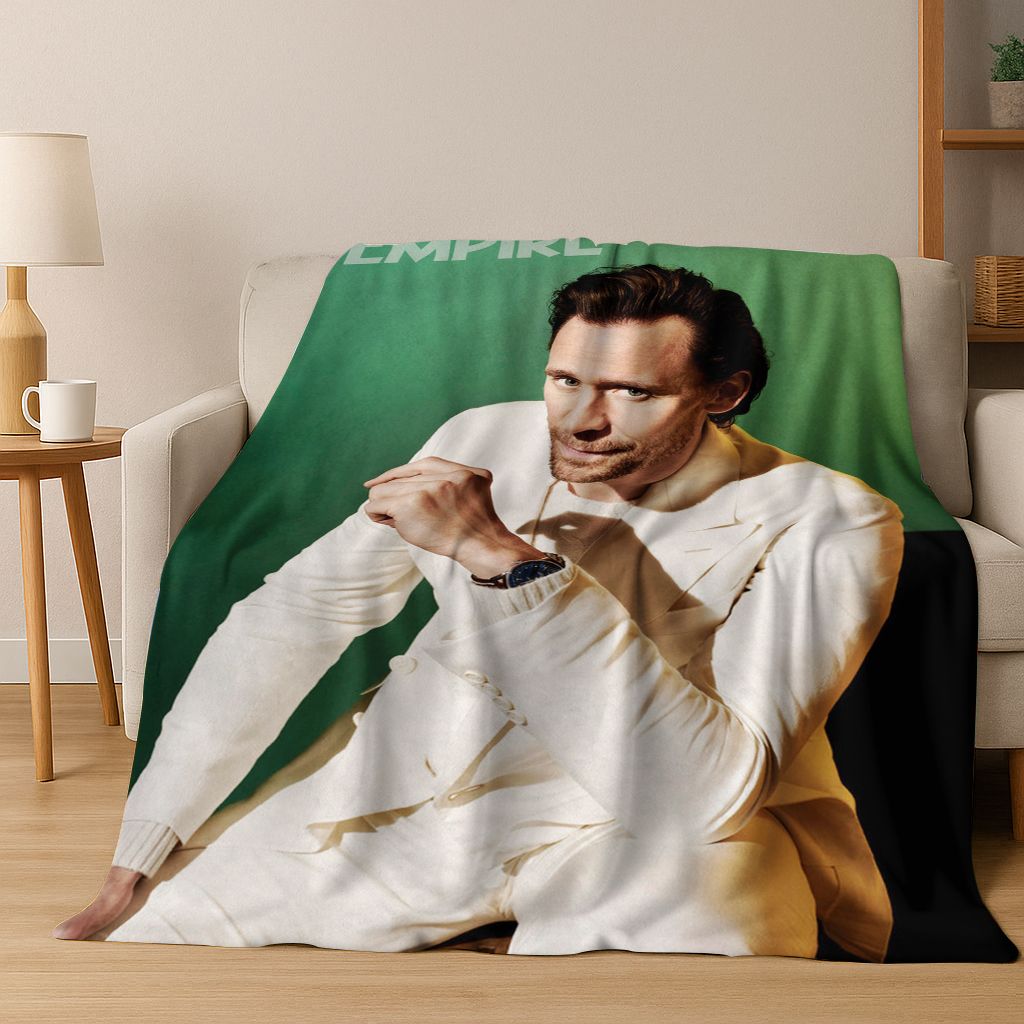 3D Tom Hiddleston Art Actor Star Flannel Blanket,Cozy Soft Throw Blanket for Home Bedroom Bed Sofa Picnic Office Cover Kids Gift
