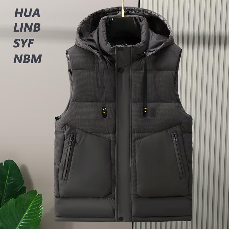 Plus Size S-8XL Autumn Sleeveless Jackets Men Waistcoat New Fashion Men's Warm Vest Hooded Korean Style Padded Coats