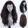 AIMEYA  Dark Brown Long Curly Synthetic Lace Front Wigs for Women Free Part Pre Plucked Natural Hairline Cosplay Wigs
