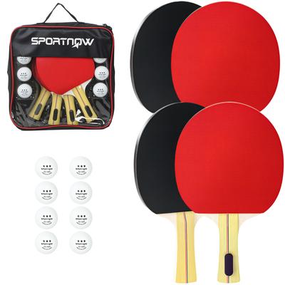 Portable Table Tennis Set with Four Rackets, Eight Balls, Storage Case