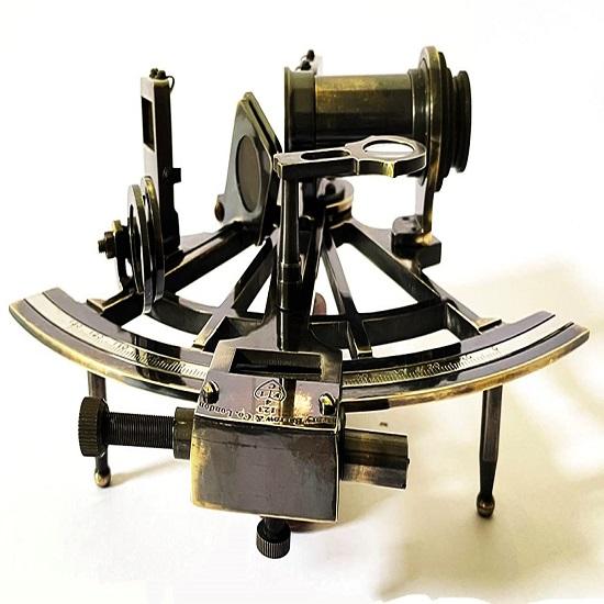 Sextant 20.32 Cm Gift, Vintage Style Wooden Box Fitted, Nautical Marine Navigational