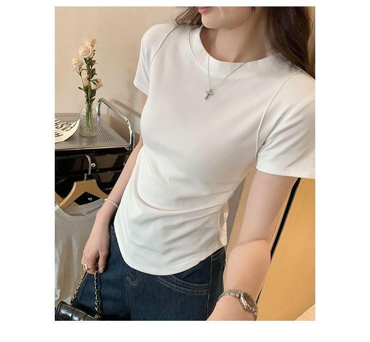 Женская приталенная черная футболка с косточками, с прямыми плечами – 92% хлопок, 8% спандекс, летний топ