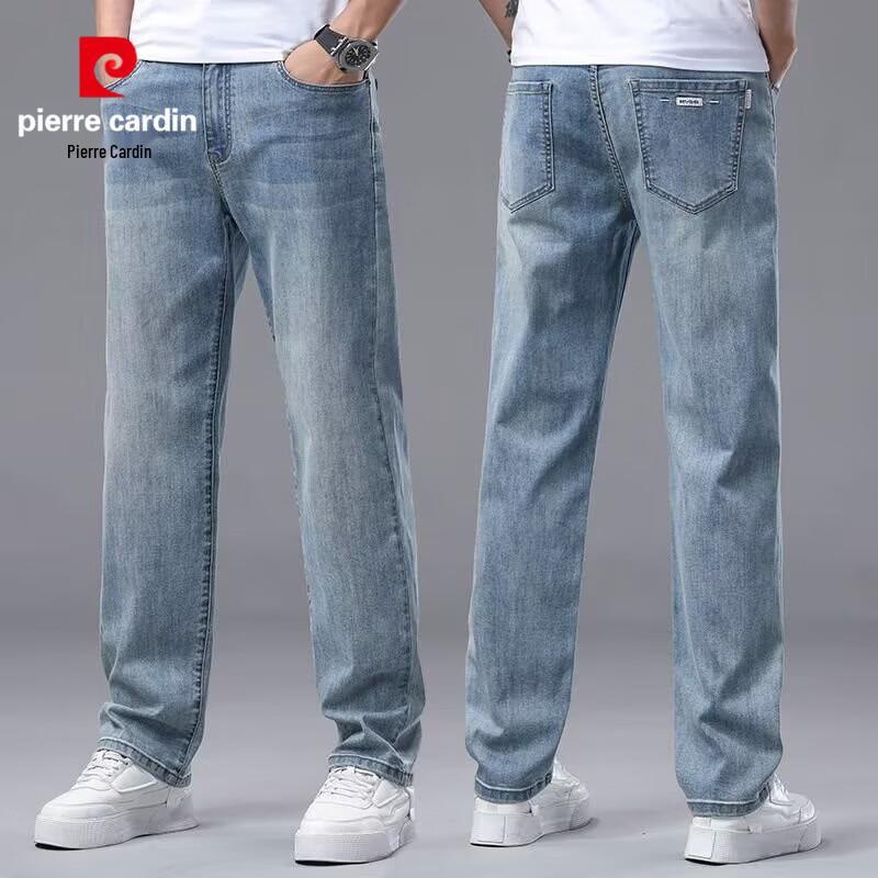 Pierre Cardin Мужские свободные прямые джинсы в стиле business casual