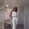 European & American Women's 2024 Spring/Summer Fashion Sleeveless Top & High-Waisted Cropped Pants Set