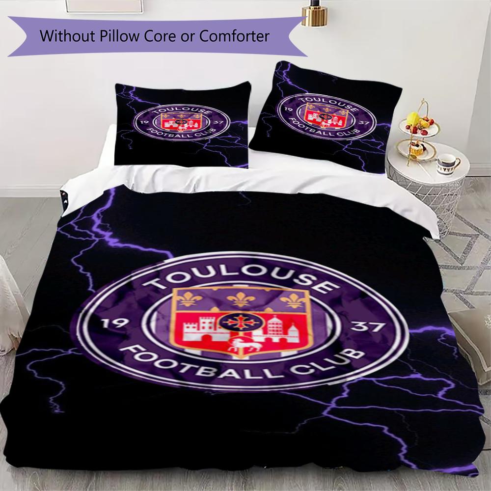 Tolouse FC Pattern Bedding,Quilt Set Quilt Cover Pillowcase Home Birthday Gift(1 * duvet cover + 2 * pillowcase, without core)_lx