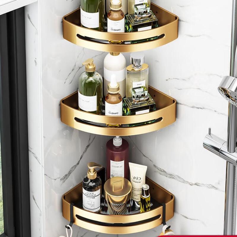 Металлическая угловая полка для ванной комнаты Zhaiwanjia, 3 яруса, без сверления
