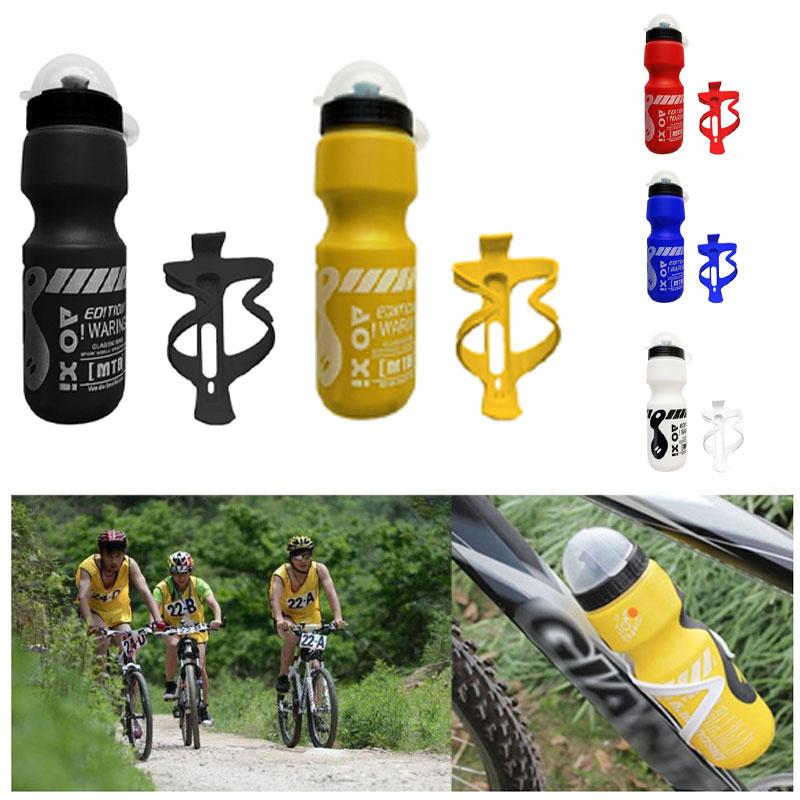 750Ml Mountain Bike Bicycle Cycling Water Drink Bottle+Holder Cage Rack