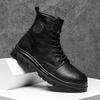 Зимняя мода бархатные теплые ботинки Мартин персонализированные полированные высокие кожаные рабочие ботинки мужские шнуровка повседневные кожаные ботинки