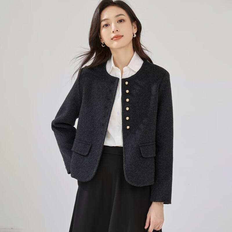 Handu Yishe Women's French Elegant Wool Blend Double-Sided Coat