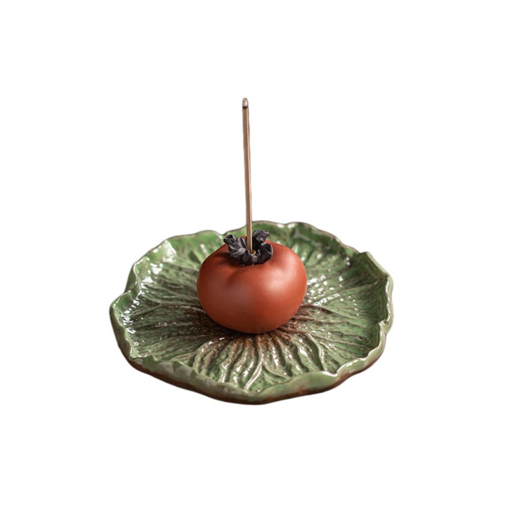 Lucky Fruit Persimmon Persimmon Lotus Incense Burner Ceramics Sleep Aid Lotus Censer Holder Zen Chinese Style Ornament