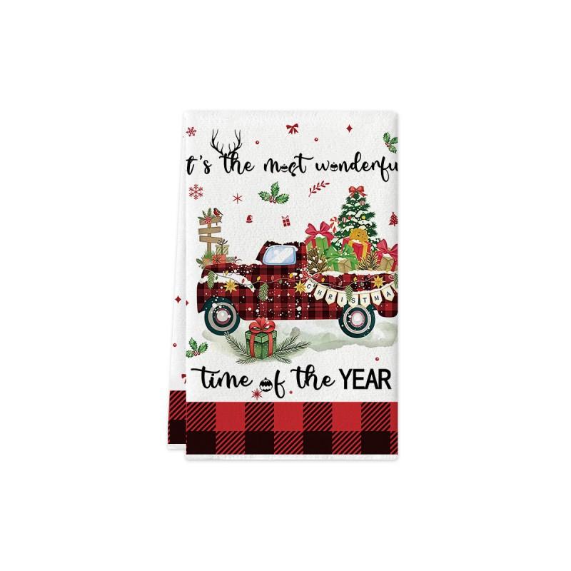 Christmas Kitchen Towel Nordic Style Snowman Print Dish Multipurpose Cotton Tea Home Holiday Decor