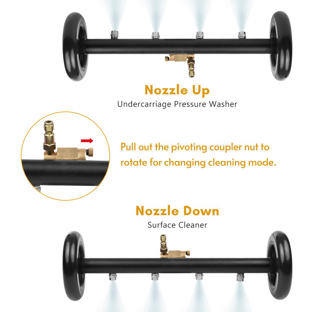 16 Inch 2-in-1 Undercarriage Pressure Washer Surface Cleaner Power Washer Attachment Water Broom