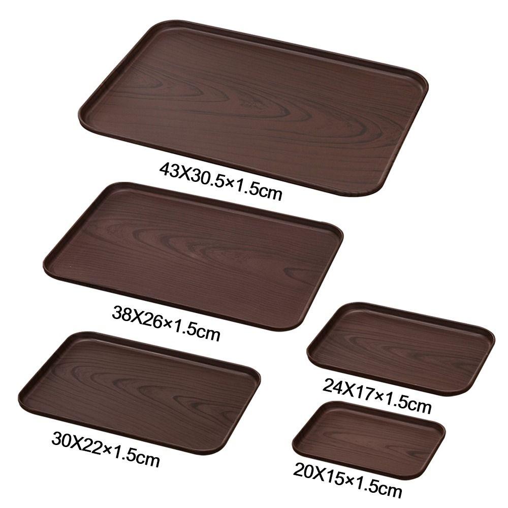 New Rectangular Pallet Plastic Wood-grain Imitation Tray Nordic Style Hotel Service Tray Household