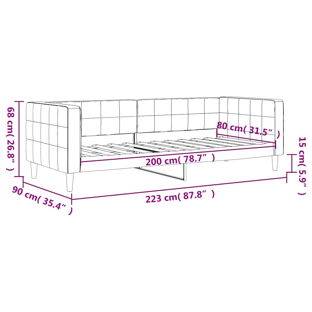 Daybed Yellow 80x200 cm Velvet