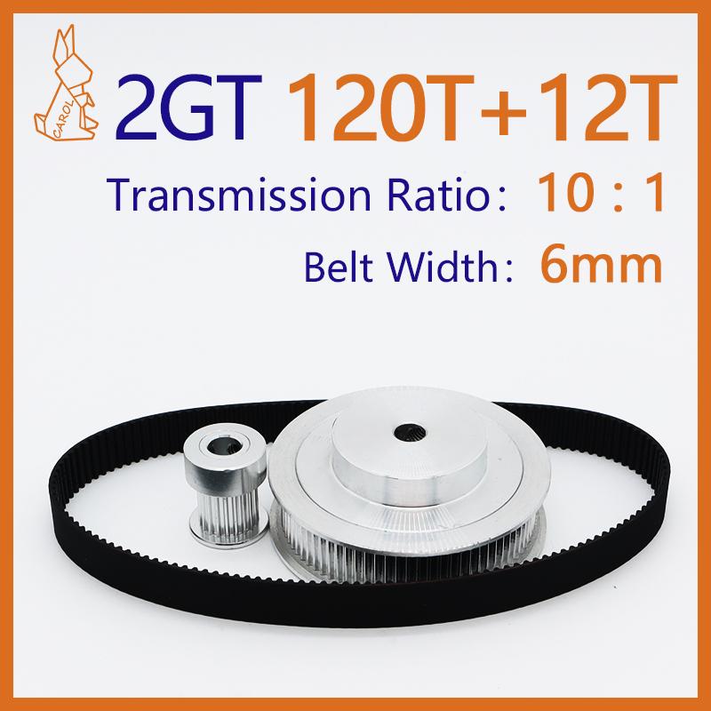 120Teeth 12Teeth 2GT Timing Pulley Set Belt Width 6mm Reduction 10:1 12T 120T Pulley Kit Synchronous Wheel GT2 3D Printer Pulley