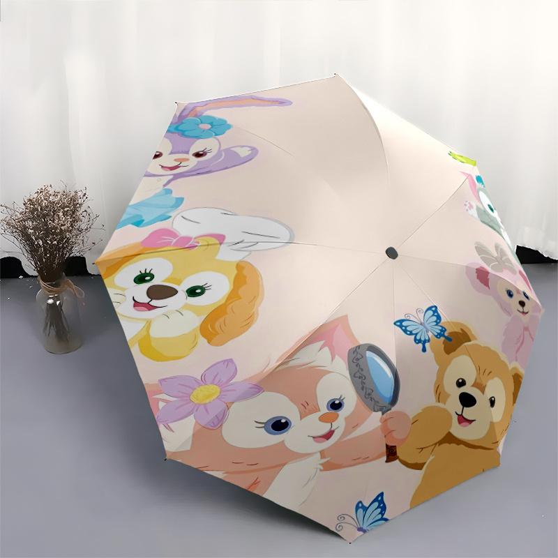 Duffy and Friends Automatic Opening and Closing Umbrella, Lightweight 3-Fold Design, Suitable for Fans, Travel, Daily Use, Official Product