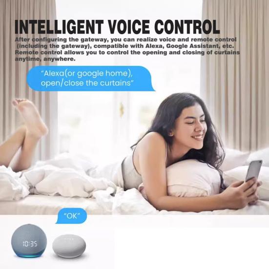 Умное автоматическое устройство для открывания штор с датчиком освещенности Высокопроизводительный мотор Голосовое управление Универсальное и простое в установке устройство для открывания штор