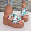 Fashion Women Wedges Slippers Print Thick Bottom Beach Sandals Non-slip Lightweight Comfortable Slippers Slides Women Zapatos De Mujer