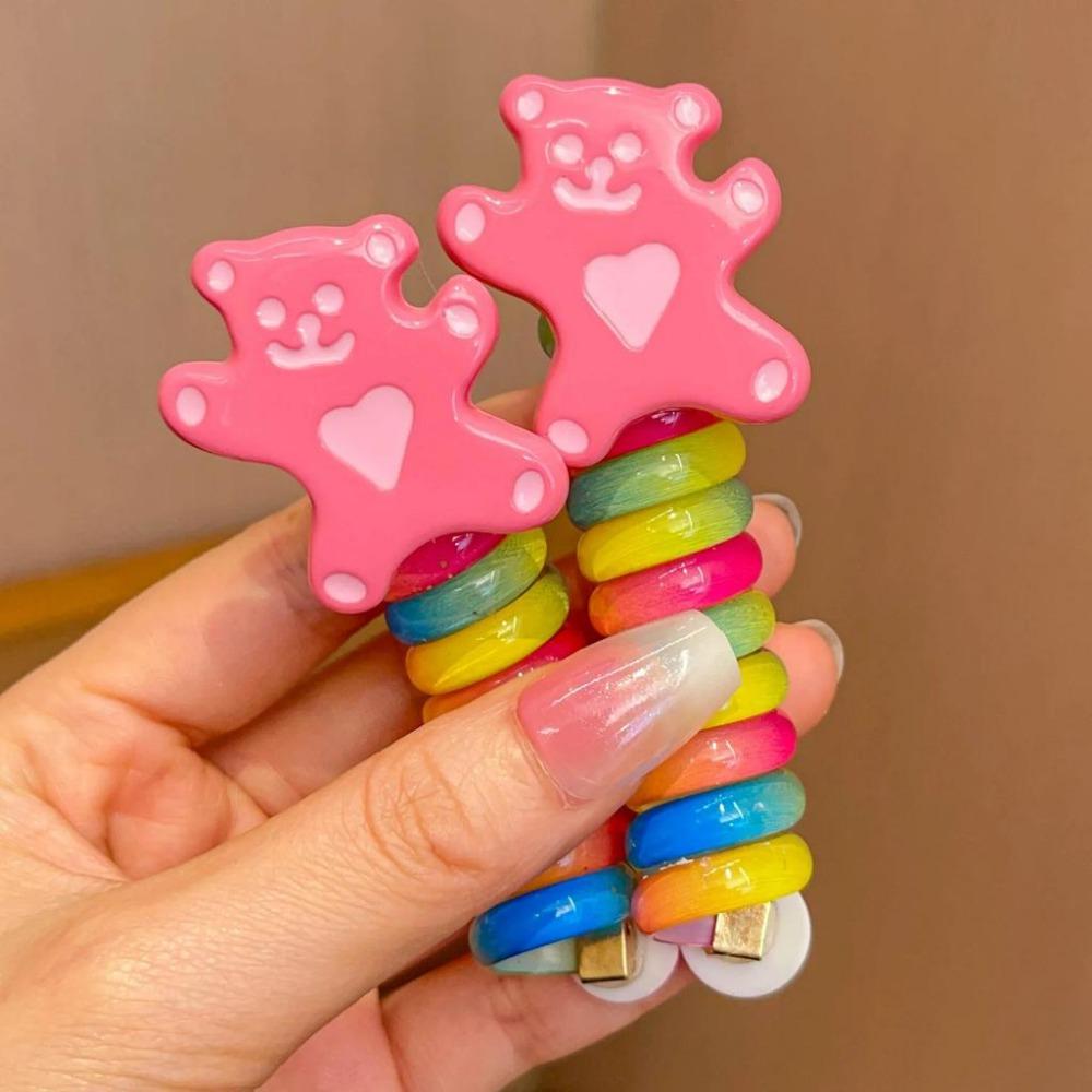 2 шт., эластичные резинки для девочек, детские телефонные резинки для волос, спиральные резинки для волос, веревка для волос, хвост, аксессуары для волос