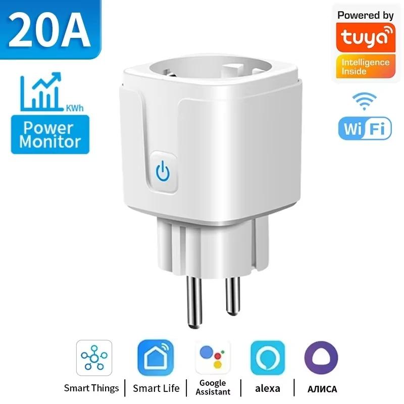 Tuya Smart Socket WiFi/Zigbee3.0 EU 16A/20A Plug Power Monitor Timer Outlet Remote APP Control Voice Works with Alexa Google