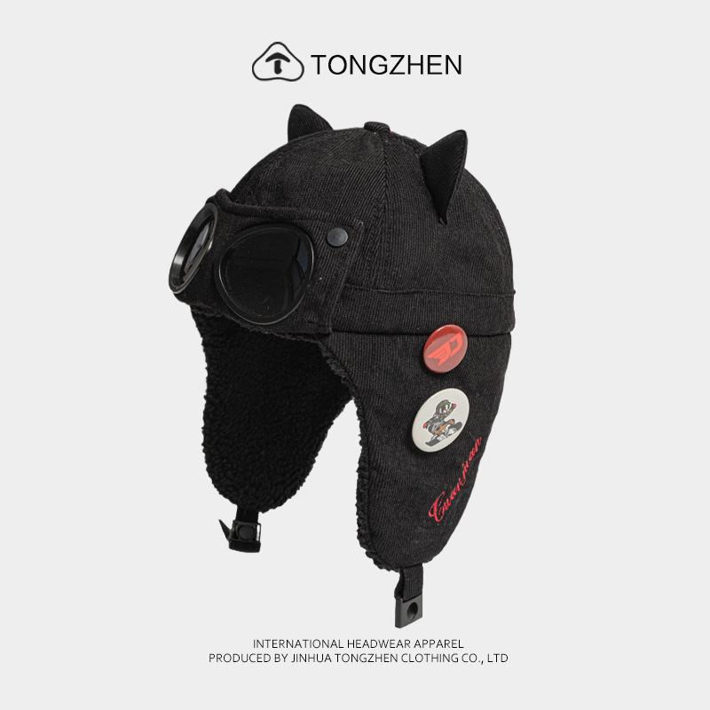 Sunglasses pilot hat, women's cat-ear style, fleece-lined and thickened, ski ear warmer, and Lei Feng hat