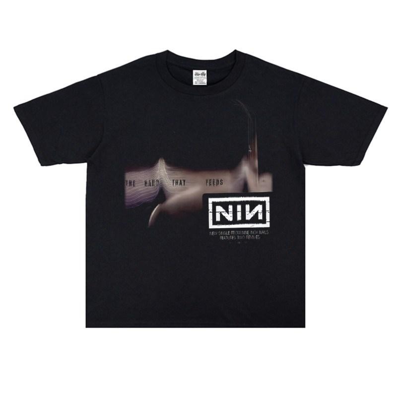 Metal Rock Band Nine Inch Nails Heavyweight Shortsleeved Tshirt with A Relaxed Vintage Style