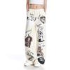 Loose Fitting Casual Pants Fashionable Cartoon Dog and Cat Graffiti Pattern Leggings