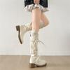 White Retro High-end Platform Boots Women's Boots 2025 New Autumn with Skirt Thin Knight Boots