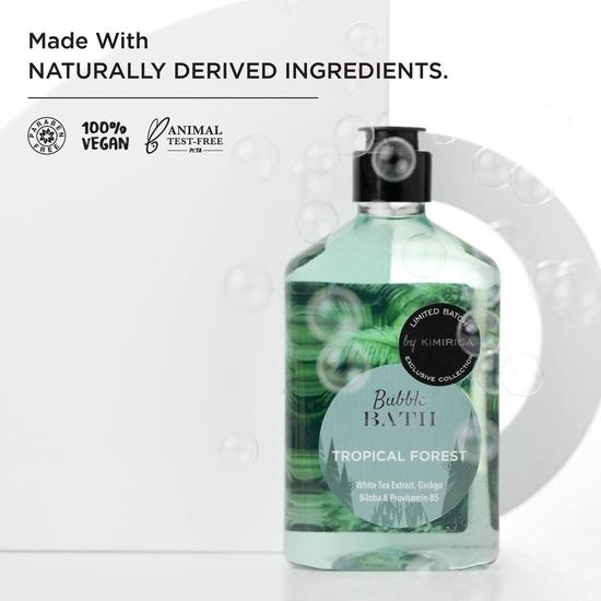 Бутылка пены для ванны Kimirica, 100% веганский продукт, без парабенов, экстракты белого чая, провитамин B5, алоэ вера и витамин E (270ml)