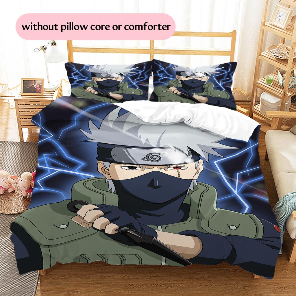 Хатаке Какаши Узор Наруто Постельное белье Домашний декор Подарок на день рождения (1 пододеяльник + 2 наволочки, без наполнителя)